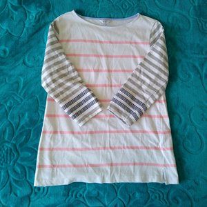 Gray and Pink half-long sleeve striped shirt